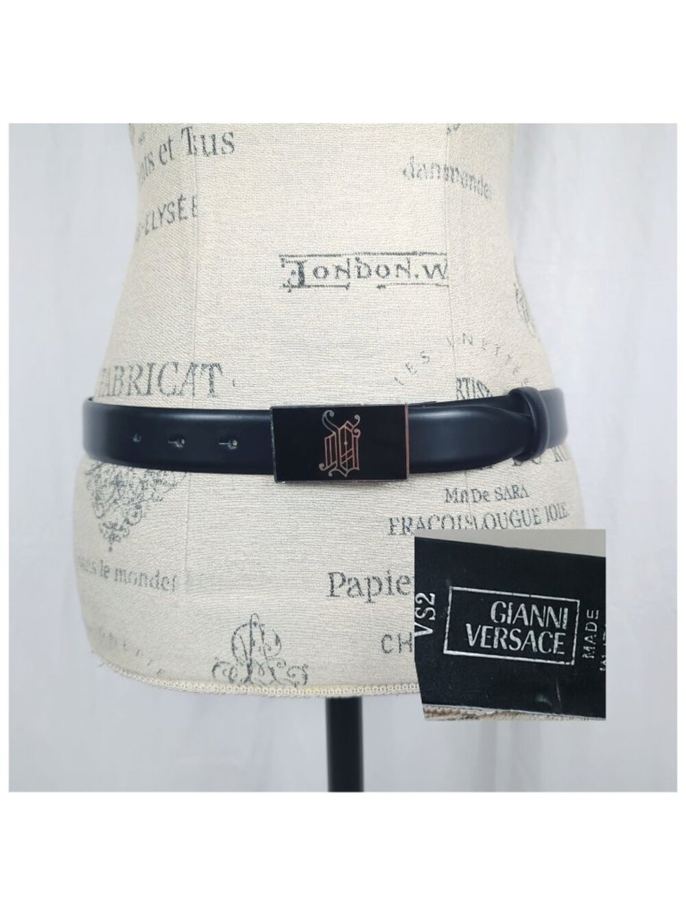 Vintage Gianni Versace Belt 34 Black Leather